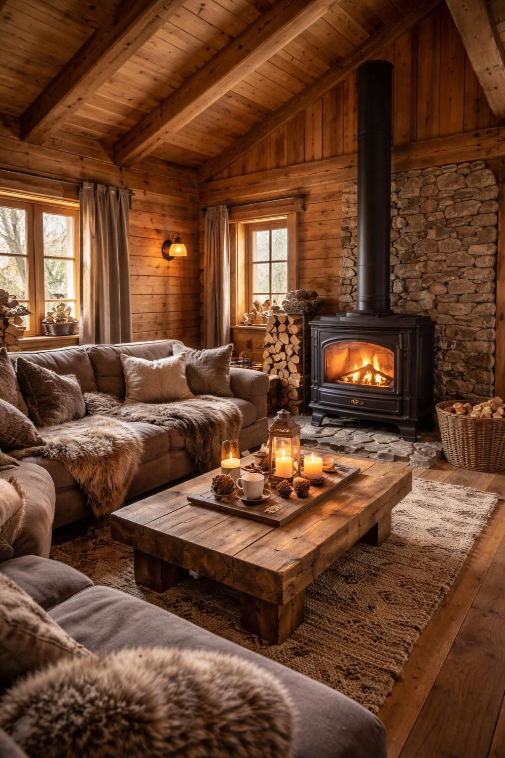 découvrez comment transformer un chalet en créant une ambiance montagne chaleureuse grâce à un lambris douglas et un poêle à bois invicta, alliant esthétique naturelle et confort convivial.