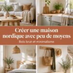 Intérieur chaleureux d'une maison nordique avec des matériaux naturels
