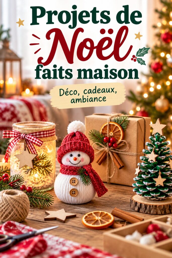 Un chalet décoré pour Noël avec des éléments naturels et des projets DIY faits maison.